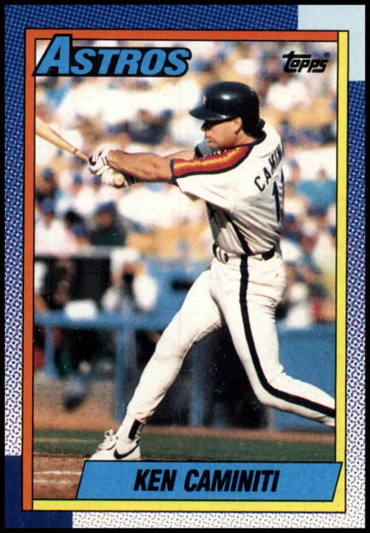 1990 Topps Ken Caminiti baseball card featuring Houston Astros player at bat