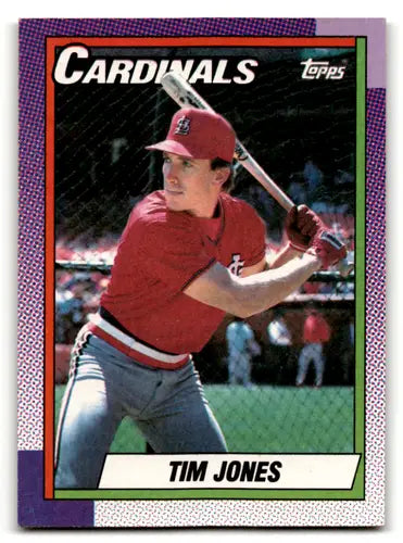 Original gloss Tim Jones baseball card from 1990 Topps #533 featuring Cardinals ID 56553