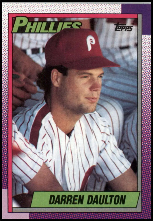 Vintage 1990 Topps Darren Daulton baseball card featuring Philadelphia Phillies player