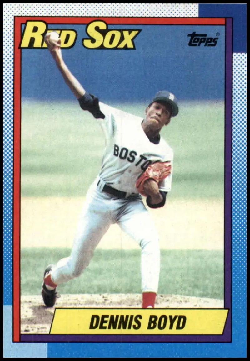 1990 Topps #544 Dennis Boyd pitching for the Boston Red Sox baseball card