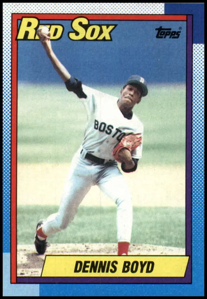 1990 Topps #544 Dennis Boyd pitching for the Boston Red Sox baseball card