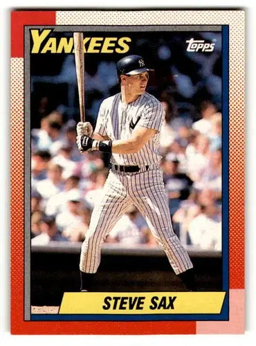 Original gloss Steve Sax Yankees baseball card from 1990 Topps #560