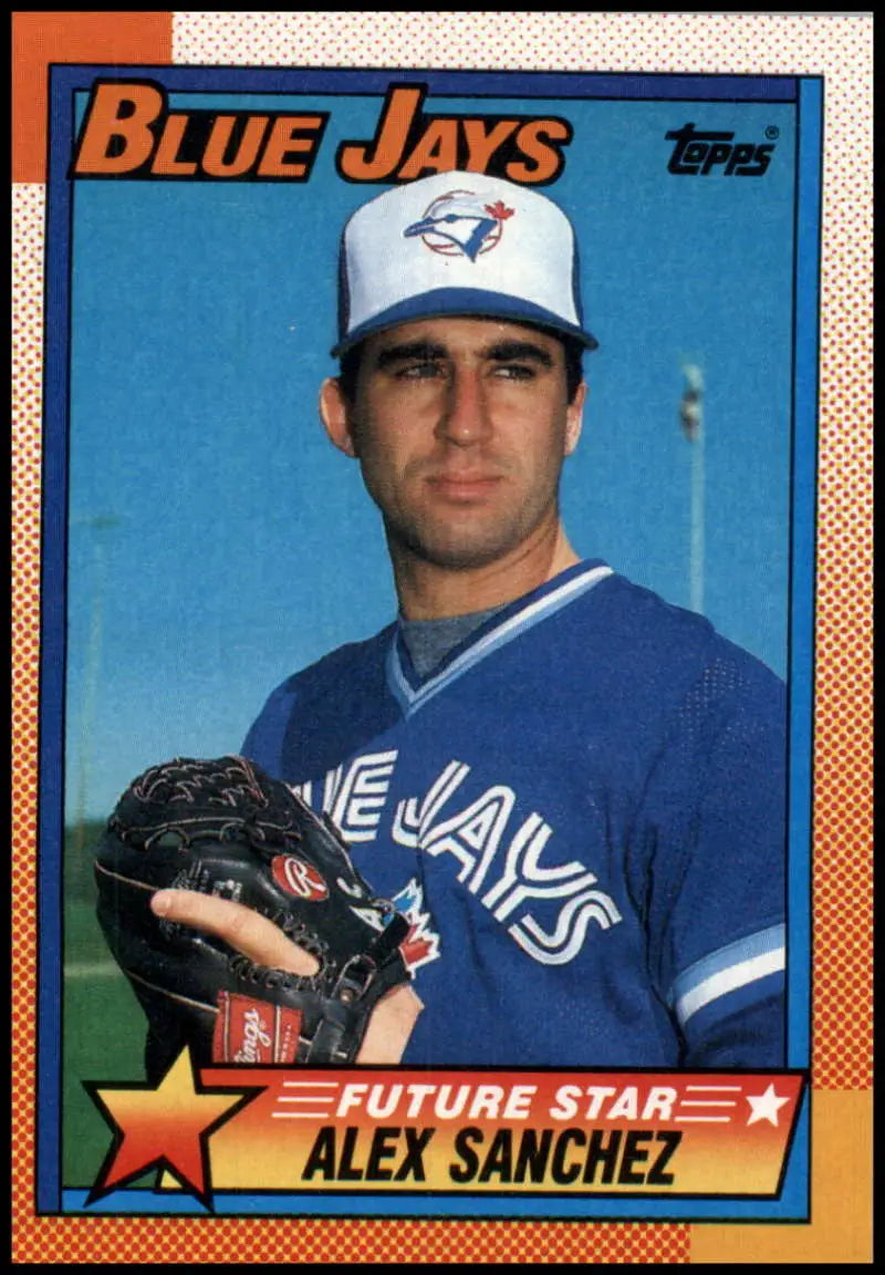 Vintage Toronto Blue Jays baseball card of Alex Sanchez in blue uniform