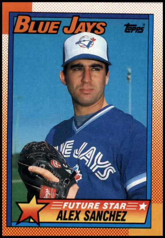 Vintage Toronto Blue Jays baseball card of Alex Sanchez in blue uniform