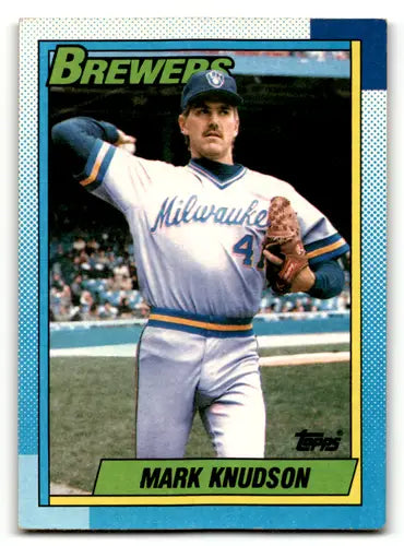 1990 Topps Mark Knudson baseball card with original gloss from Brewers collection