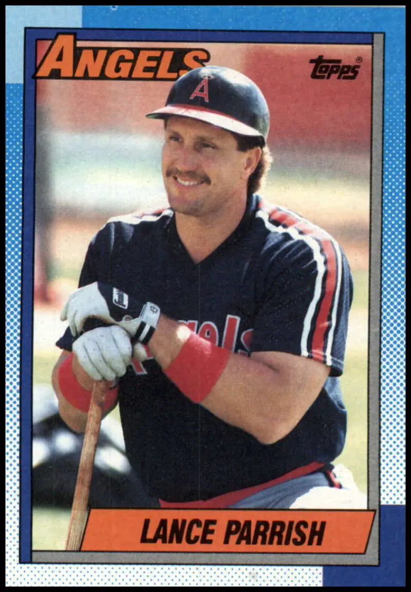 1990 Topps #575 Lance Parrish NM-MT California Angels Baseball Card with bat
