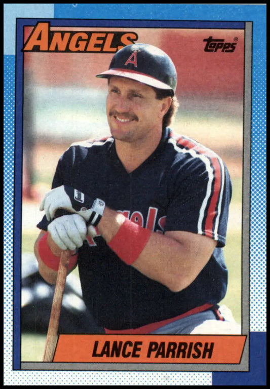 1990 Topps #575 Lance Parrish NM-MT California Angels Baseball Card with bat