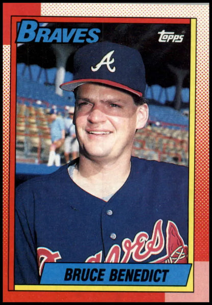 1990 Topps #583 Bruce Benedict Atlanta Braves Baseball Card in navy uniform