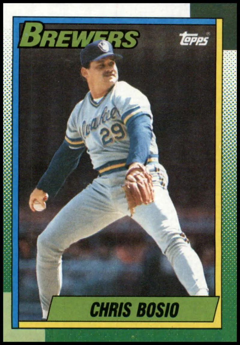 Topps baseball card of Chris Bosio, Milwaukee Brewers pitcher, wearing number 29