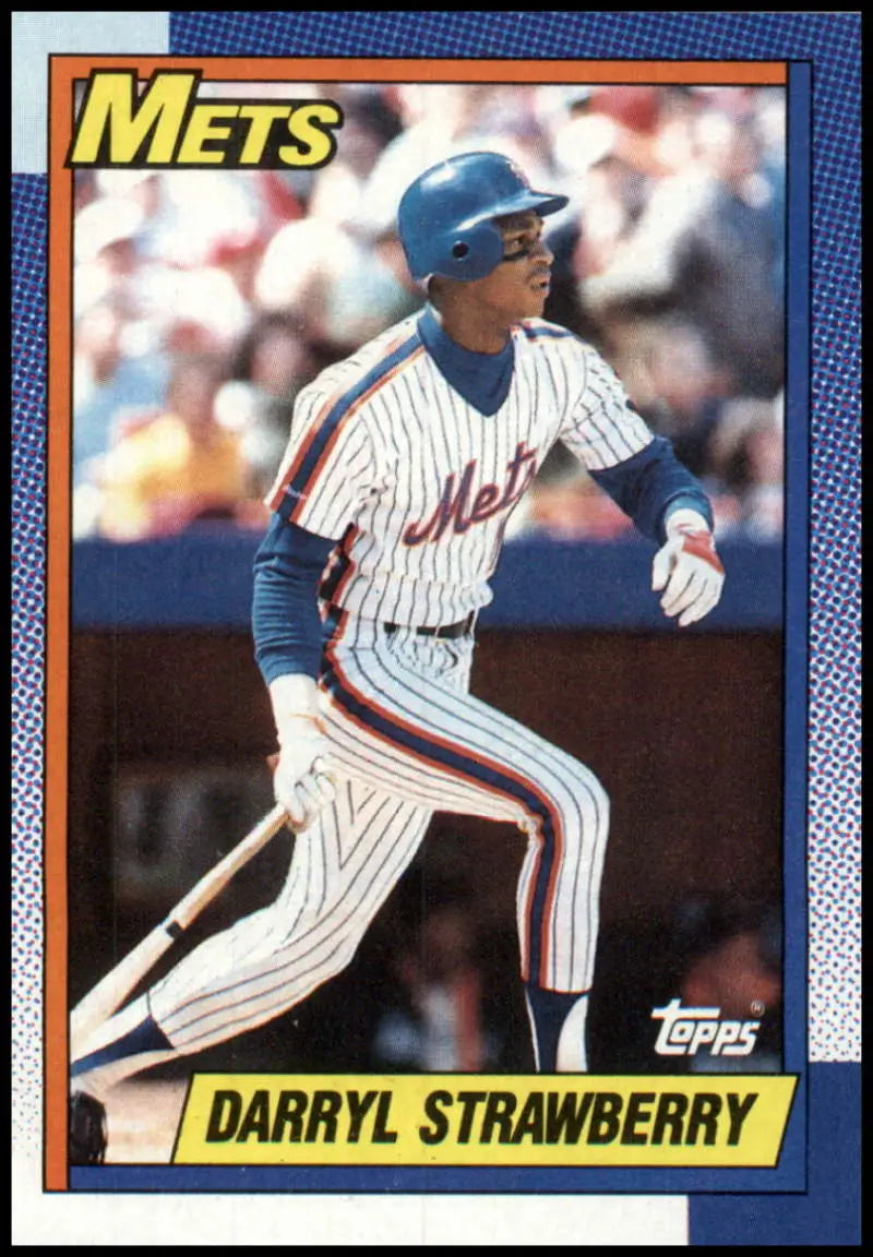 Darryl Strawberry at bat on a 1990 Topps New York Mets baseball card