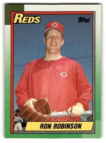Original gloss Ron Robinson Cincinnati baseball card from 1990 Topps #604 Robinson Cincinnati Reds