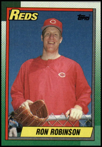 1990 Topps baseball card of Ron Robinson in Cincinnati Reds uniform holding a glove