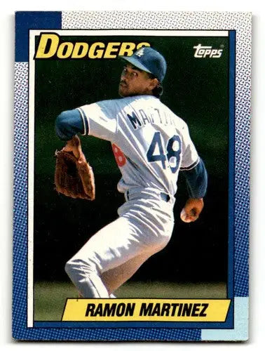 Original gloss Ramon Martinez Los Angeles Dodgers baseball card in 1990 Topps set