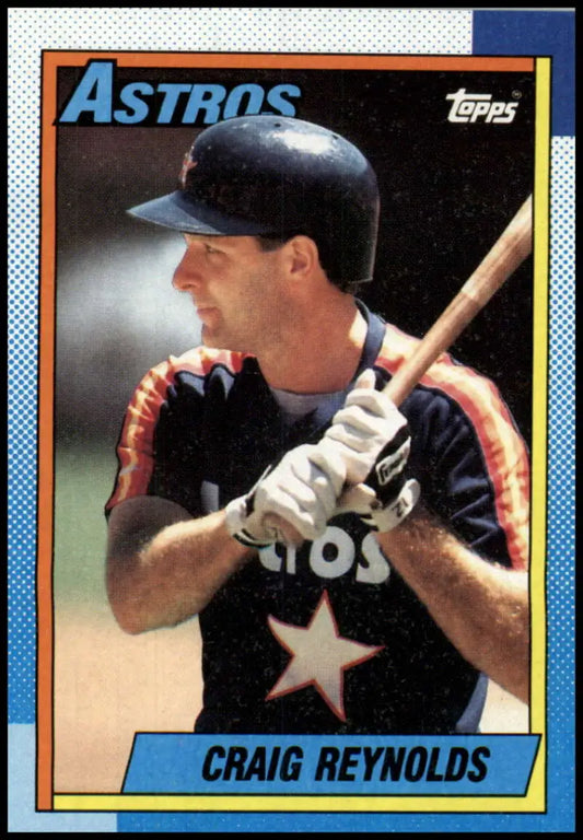 1990 Topps #637 Craig Reynolds NM-MT Houston Astros Baseball Card at bat image