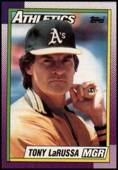 1990 Topps #639 Tony LaRussa MG in green and gold Oakland Athletics baseball uniform