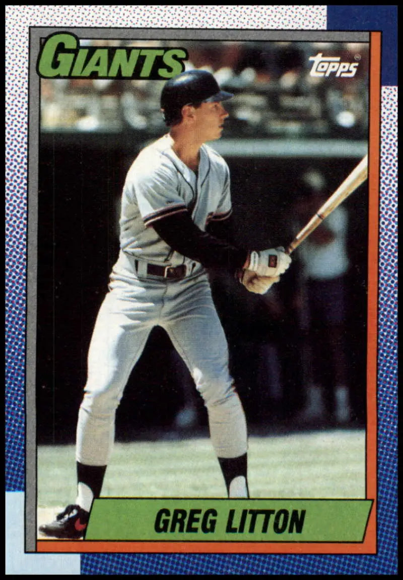 1990 Topps Greg Litton Baseball Card featuring San Francisco Giants Player at Bat