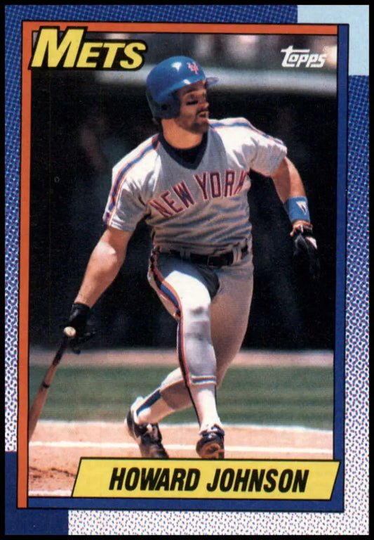 1990 Topps Howard Johnson New York Mets Baseball Card in gray uniform at bat