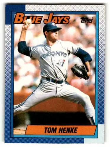 Tom Henke Toronto Blue Jays baseball card with original gloss from 1990 Topps #695