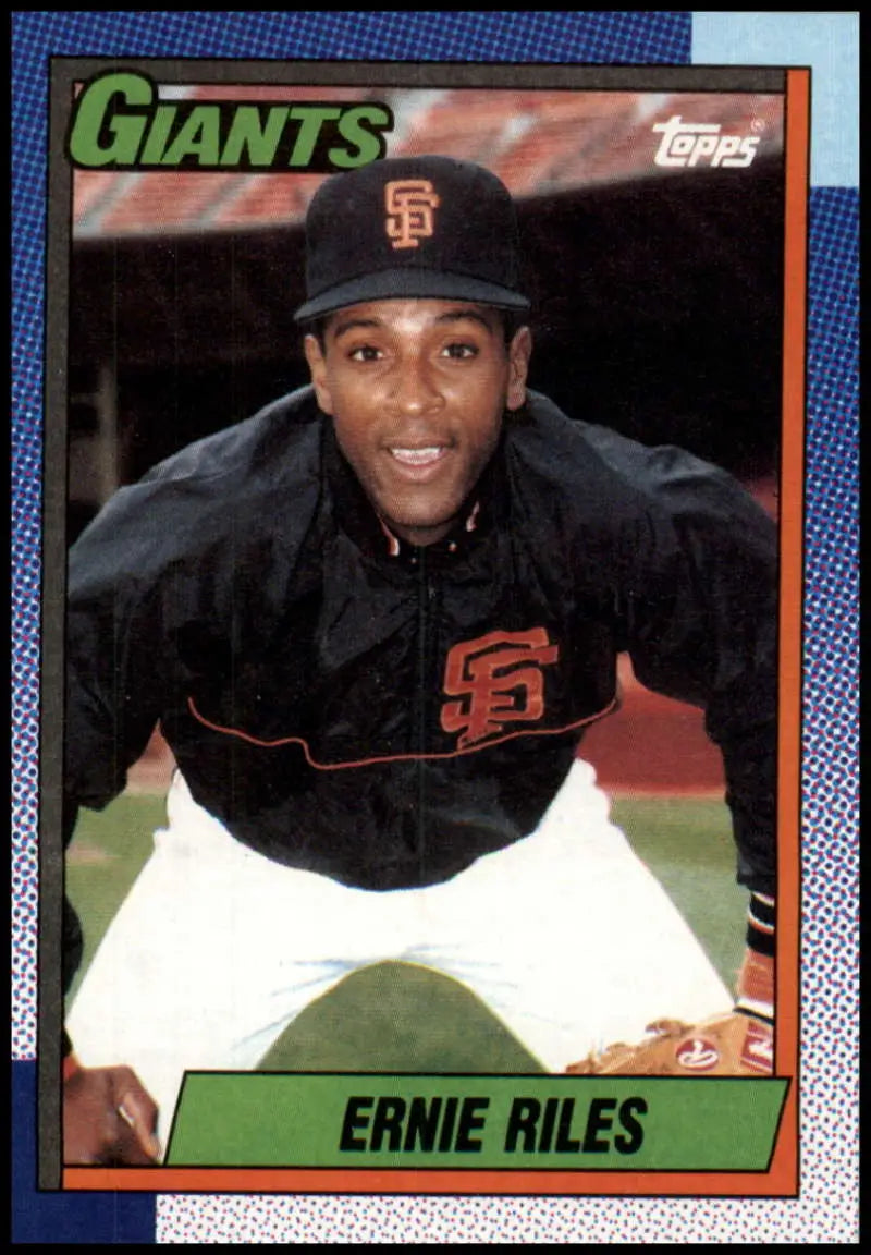 1990 Topps Baseball Card of Ernest Riles in San Francisco Giants Jacket
