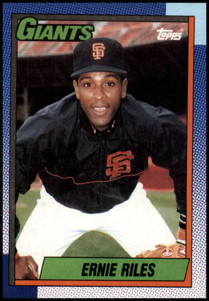 1990 Topps Baseball Card of Ernest Riles in San Francisco Giants Jacket