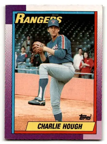 1990 Topps #735 Charlie Hough Texas Rangers Baseball Cards EX/NM ID:59116