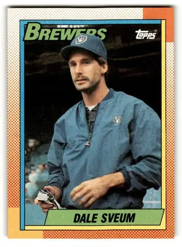 Dale Sveum Milwaukee Brewers baseball card from 1990 Topps #739, Sveum Milwaukee memorabilia