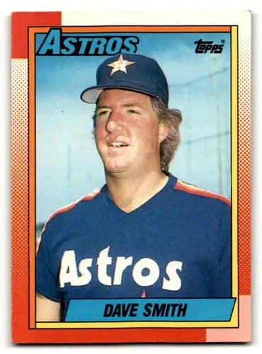 Original gloss 1990 Topps Dave Smith Houston Astros baseball card showing Smith Houston Astros ID 55049