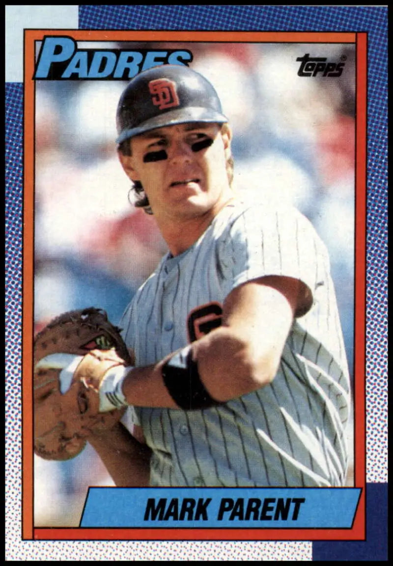 1990 Topps Mark Parent UER baseball card of San Diego Padres player in pinstriped uniform