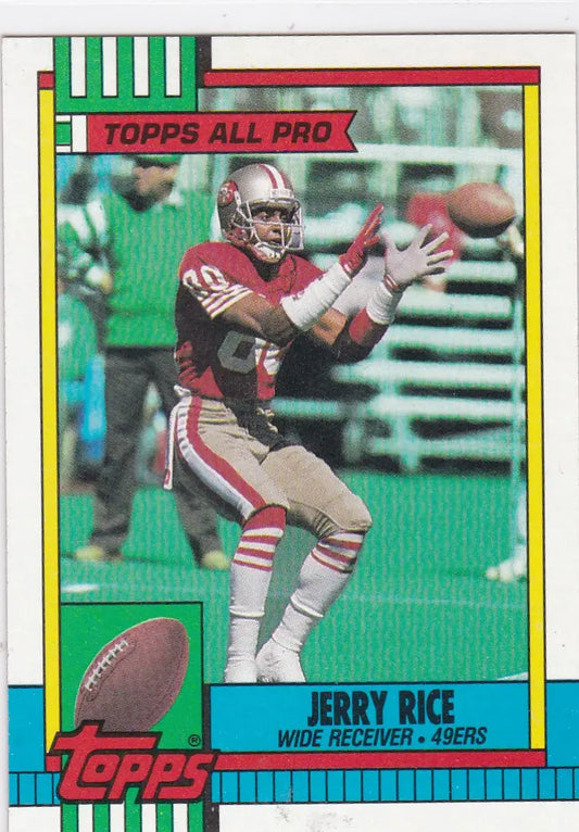 Jerry Rice football card from 1990 Topps representing Pro San Francisco 49ers