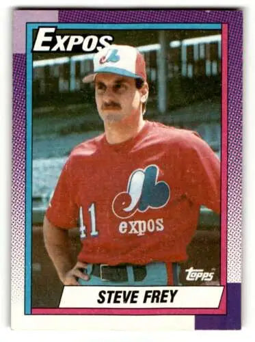 Steve Frey Montreal Expos baseball card with original gloss from 1990 Topps #91