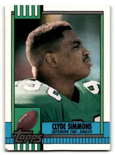 Clyde Simmons Philadelphia Eagles football card with original gloss, 1990 Topps #96
