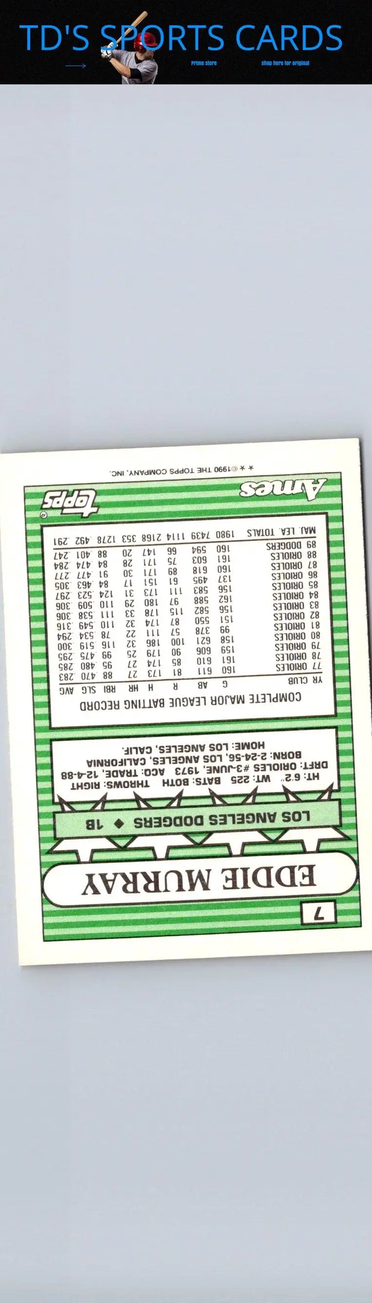 Baseball trading card of Eddie Murray from 1990 Topps Ames All-Stars series