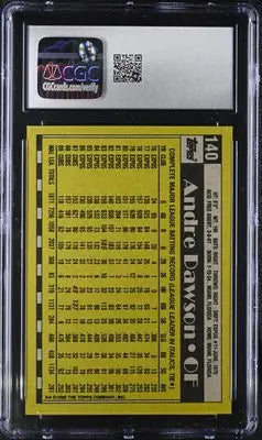 Graded 1990 Topps Andre Dawson baseball card in CGC 9 condition