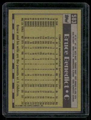 Baseball card of Bruce Benedict from 1990 Topps Bruce Benedict series