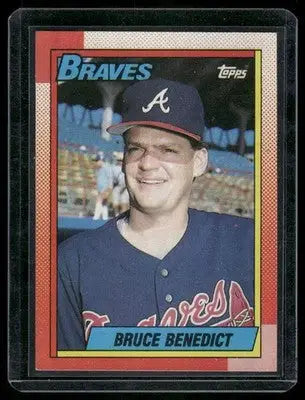 Baseball card of Bruce Benedict for Atlanta Braves from 1990 Topps Bruce Benedict series