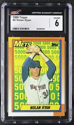 Graded 1990 Topps Nolan Ryan baseball card displayed in product listing