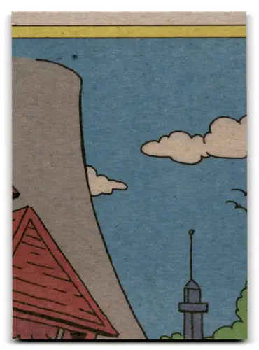 Cartoonish building scene from 1990 Topps The Simpsons #23 Suck Suck Suck NM-MT