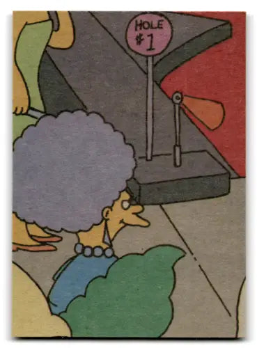Selma Bouvier playing miniature golf in 1990 Topps The Simpsons original gloss card