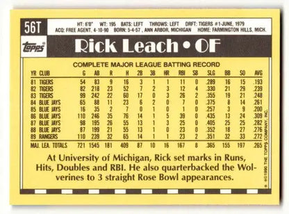Original gloss 56T Rick Leach San Francisco Giants baseball card image