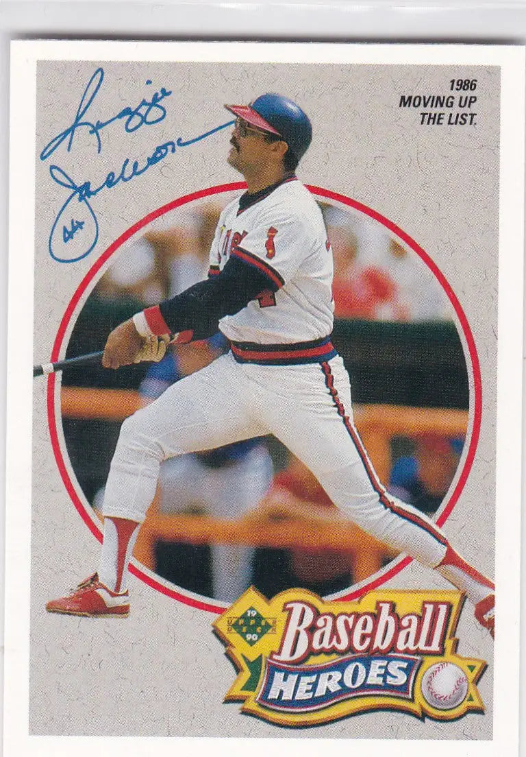 Signed baseball card of Reggie Jackson California Angels from 1990 Uper Deck product