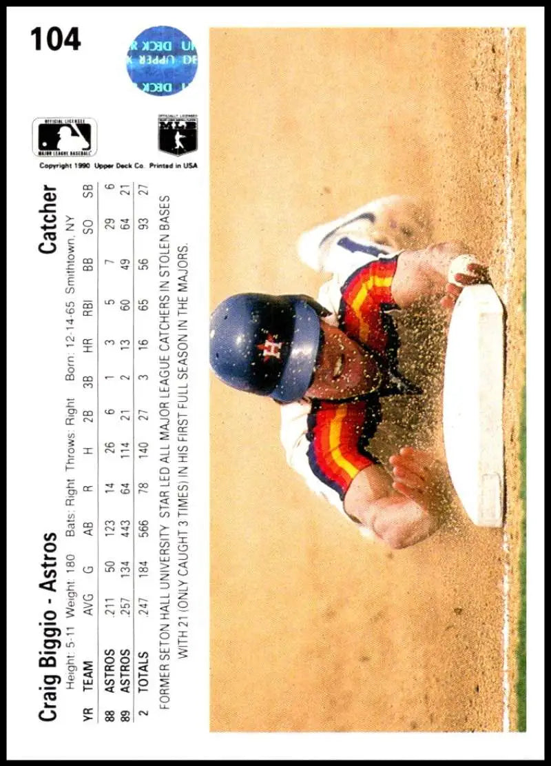 Baseball player sliding into base in Houston Astros uniform, featuring Craig Biggio