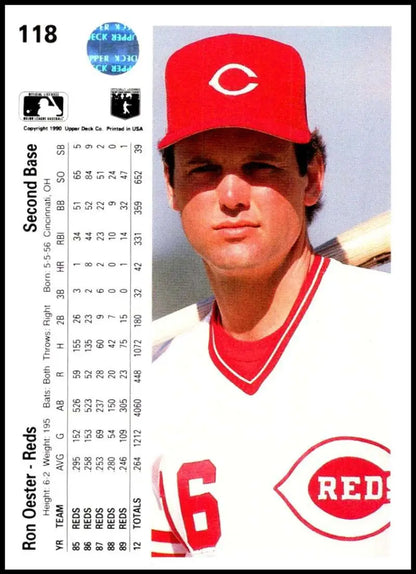 Cincinnati Reds Ron Oester 1990 Upper Deck Baseball Card in NM-MT condition
