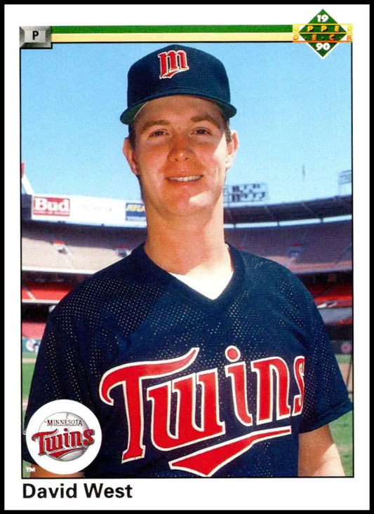 Minnesota Twins baseball card featuring David West in navy blue uniform and cap