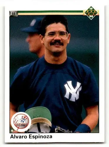 Vintage 1990 Upper Deck #163b Alvaro Espinoza Yankees baseball card with original gloss