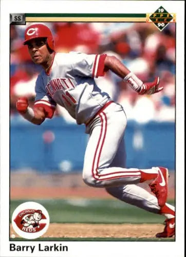 1990 Upper Deck Barry Larkin baseball card with original gloss displayed in product