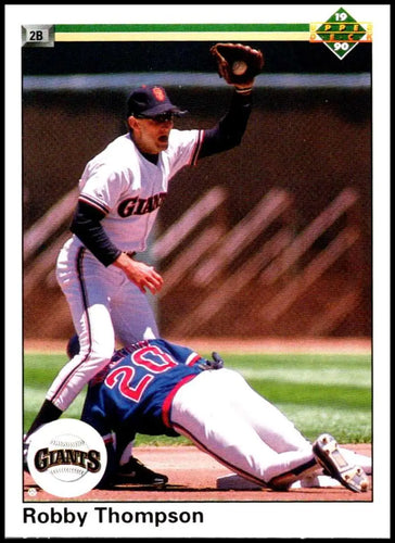 Robby Thompson makes a defensive play at second base in the San Francisco Giants card