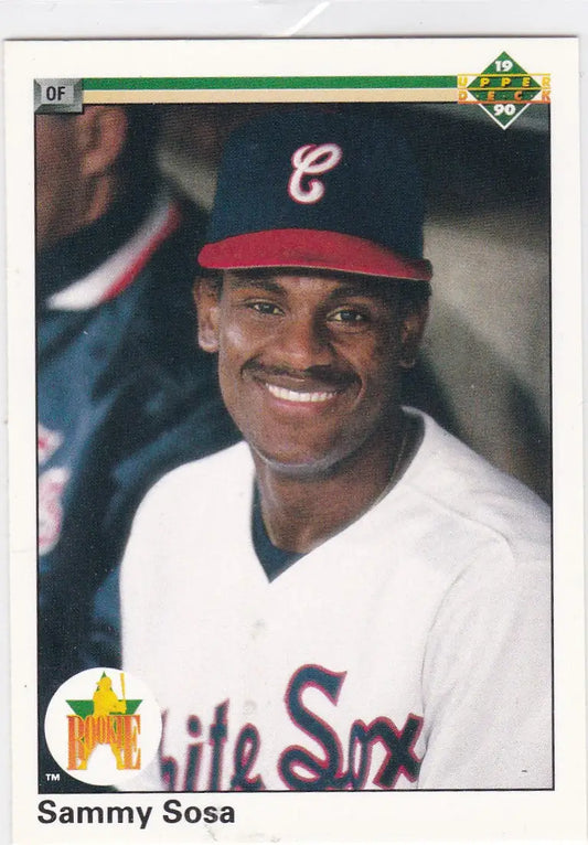 Baseball player in Chicago White Sox uniform, smiling for Upper Deck Sammy Sosa card
