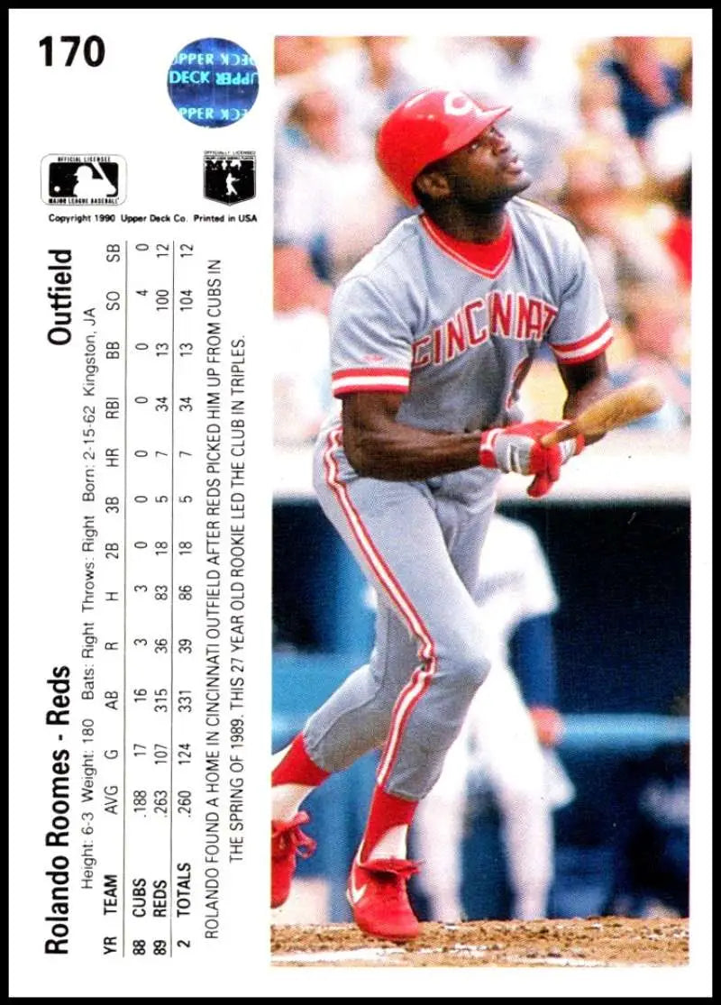 Cincinnati Reds Baseball Card of Rolando Roomes in Gray Uniform by Upper Deck