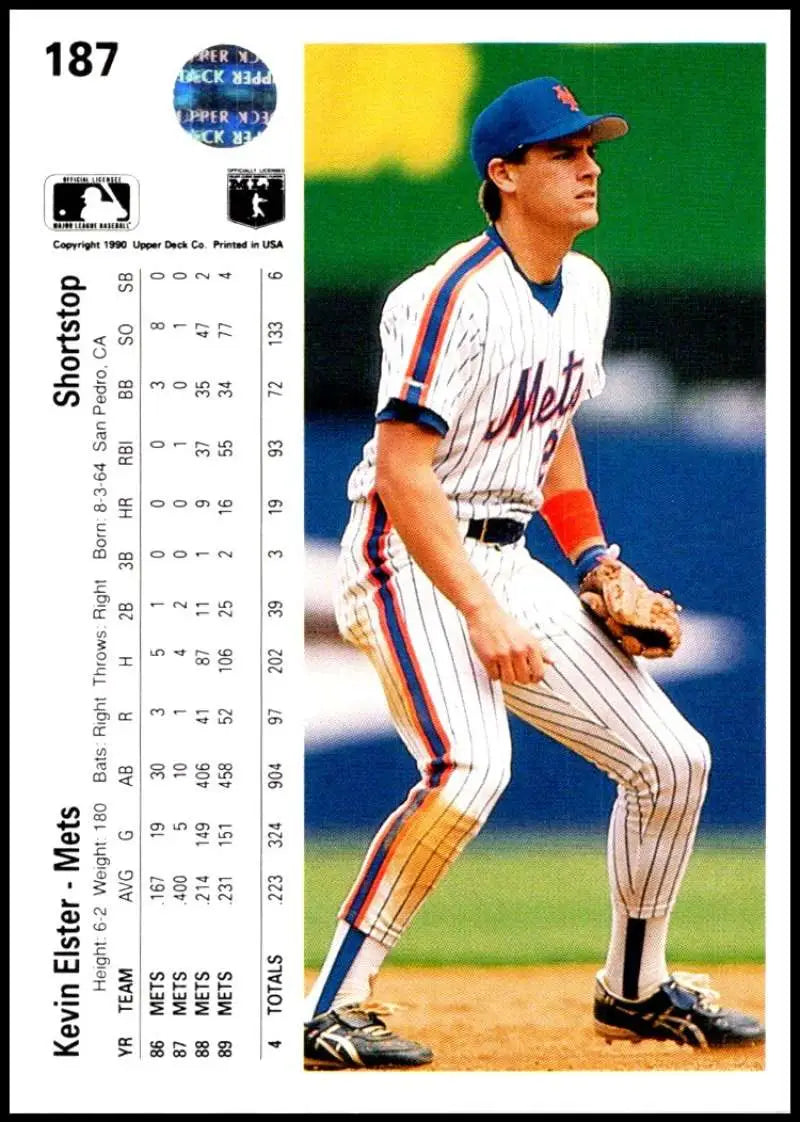 Kevin Elster in New York Mets pinstriped uniform ready to field, Upper Deck card