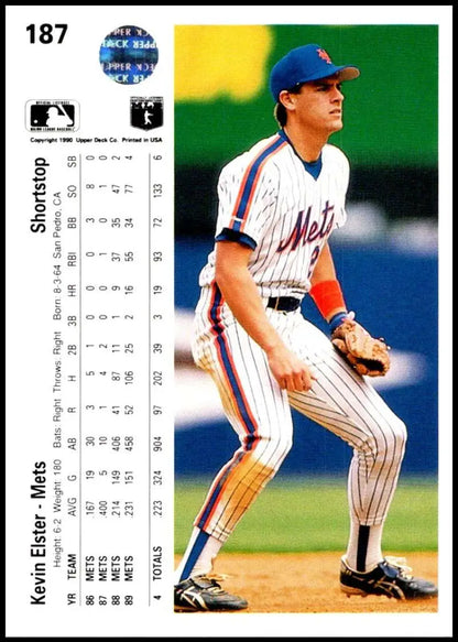 Kevin Elster in New York Mets pinstriped uniform ready to field, Upper Deck card